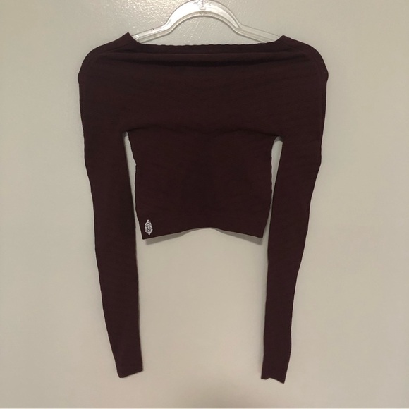 Free People Movement Gone Adrift Seamless Long Sleeve Red Night New Medium - Picture 6 of 8